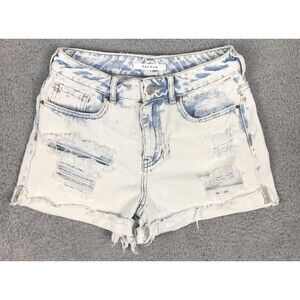 Pacsun Jean Shorts Womens Size 25 Mom Short Cuffed Distressed Light Wash Denim